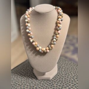 Vintage Pastel Beaded Necklace 16” Multicolor Lucite Acrylic Mod Retro
